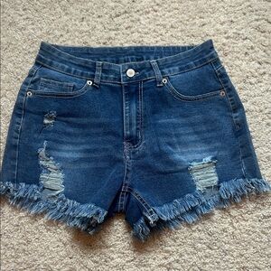 Blue Denim Distrssed Shorts